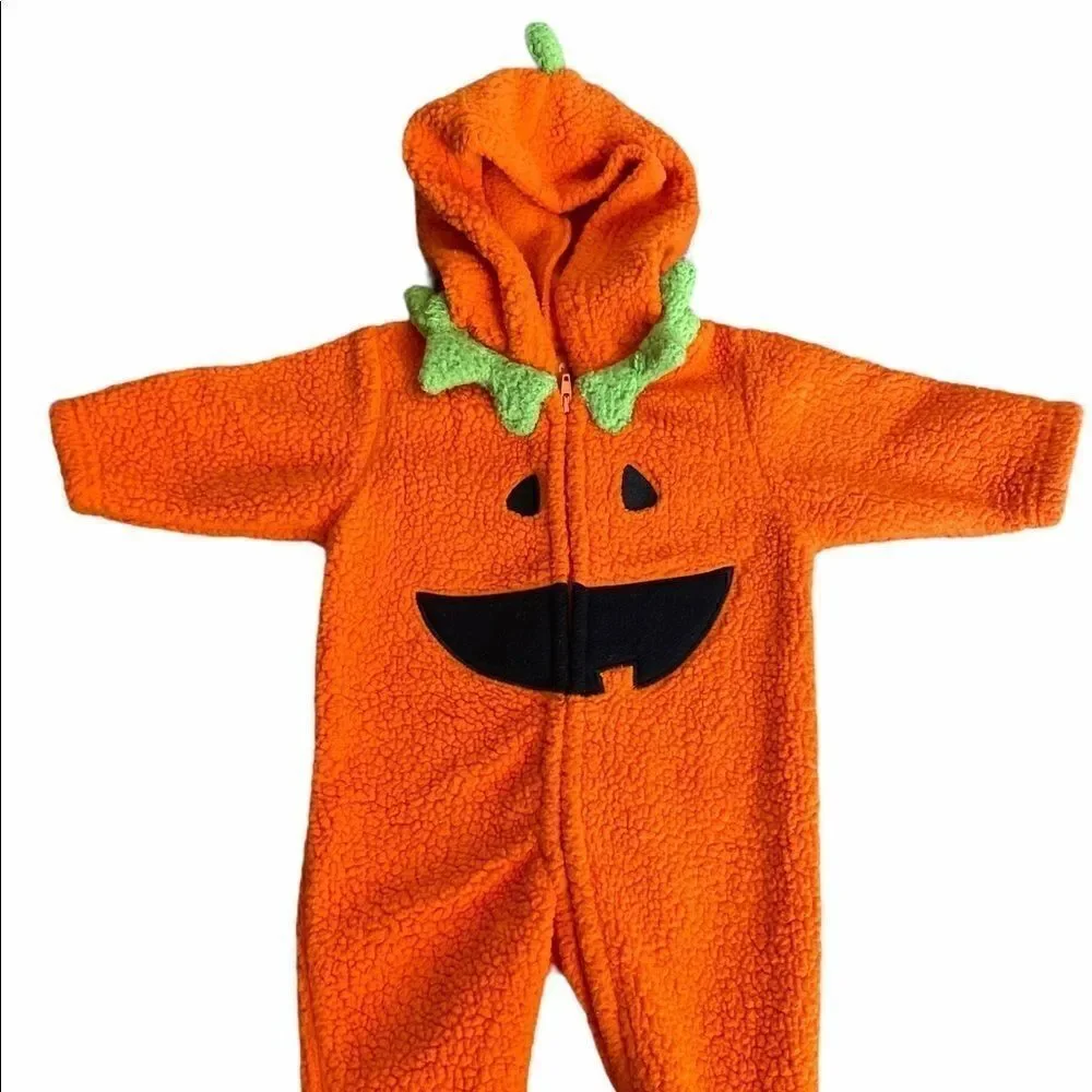 3 Month Pumpkin Fleece Outfit and 6 Month Reindeer Fleece Outfit